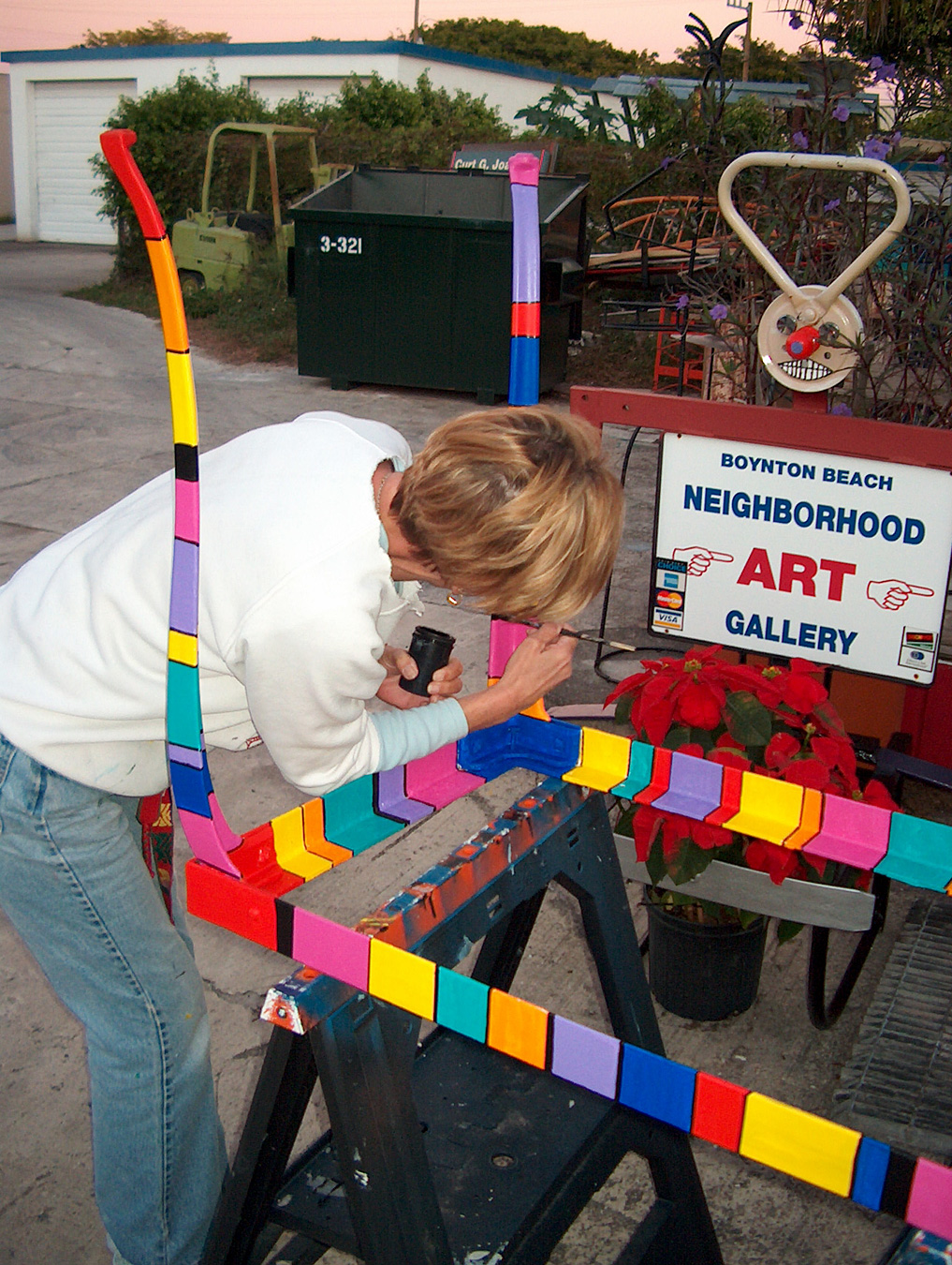 Kathy Henner painting Steel Art Desk at the Gallery